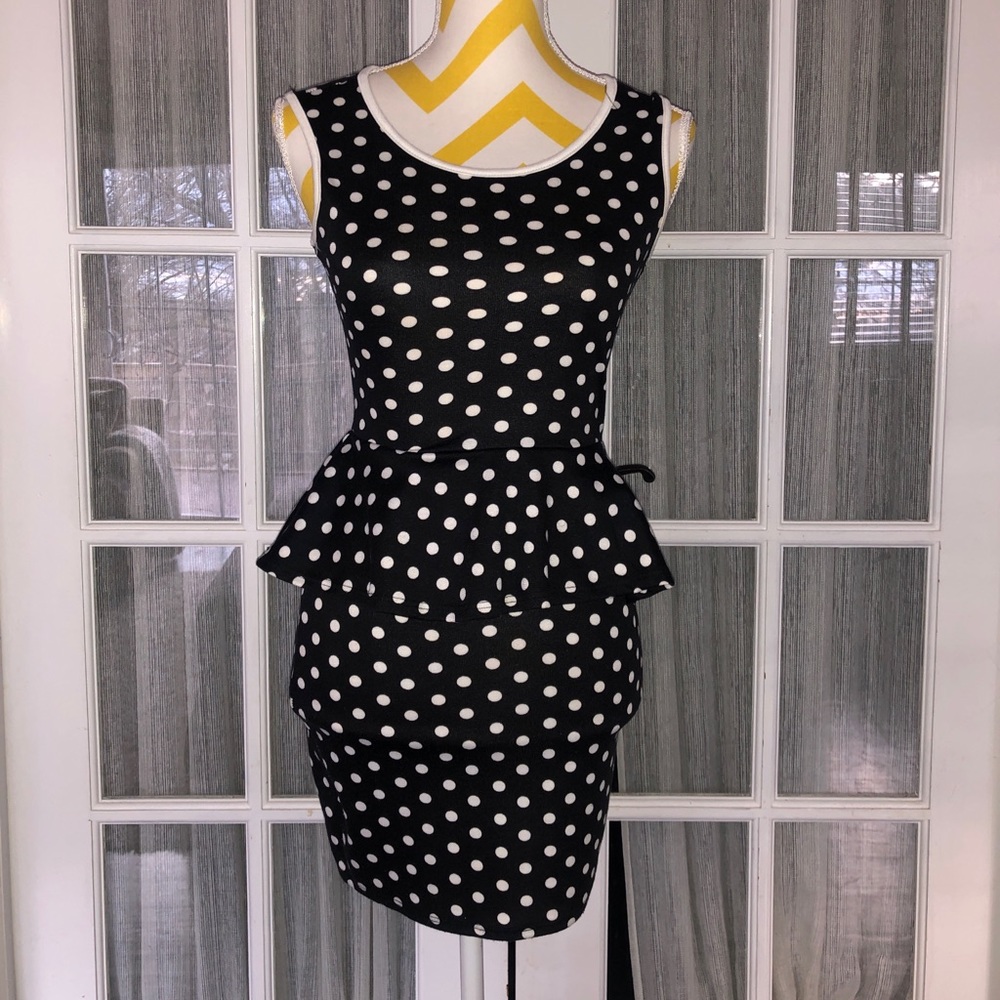 Peplum polkadot dress